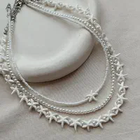 گردنبند دستساز منجوق و صدف تابستانه
