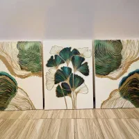 تابلو سه تیکه انعکاسی برگ