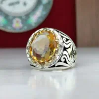 انگشتر مردانه سیترین طلایی اصلی