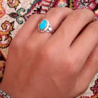 انگشتر نقره فیروزه عجمی و پلاک فیروزه و سنگ عجمی