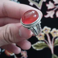 انگشتر نقره  عقیق طبیعی دستساز  جفت مهر استاد نوری