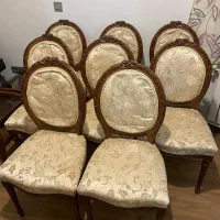 8 عدد صندلی نیمه استیل چوب گردو