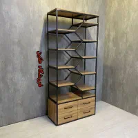 طبقه شلف کتابخانه کد۶۶ کتابخانه قفسه چوبی قفسه