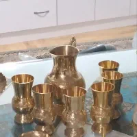پارچ و لیوان برنجی سنگین وزن و نو