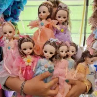 عروسک  باربی  دست پا مفصلی چشم تیله ای تنوع بالا