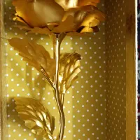 گل رز  طلایی با بسته بندی