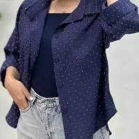 تولیدی لباس زنانه شومیز سیلک فول نگین پاستیلی برند
