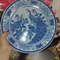 دیس چینی گرد طاووس ساخت چین قدیمی