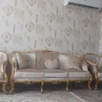 مبل استیل چوب راش ورق طلا..