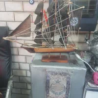 ماکت کشتی قدیمی عتیقه چوبی دست ساز