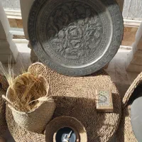 ۲ عدد سینی مسی قلم کاری عتیقه