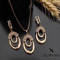 نیم ست ژوپینگ با آبکاری طلا 18 عیار و نگین اتریش