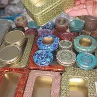 ظرف فلزی خاتم ۵۰ گرمی مستطیل آجیل /خشکبار /زعفران