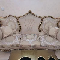 مبلمان استیل ۷ نفره با جلو مبلی و دوعدد عسلی