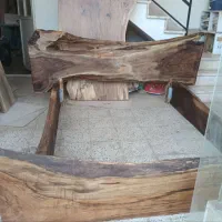 تخت خواب دو نفره روستیک چوب گردو