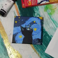 بوم با طرح گربه و شب پر ستاره ونگوگ