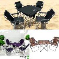 صندلی تاشو پشتی دار ساحلی کم حجم ومیز تاشو