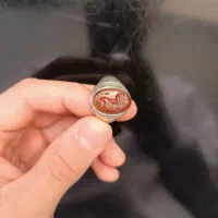 انگشتر نقره عقیق یمنی،با طرح شیر