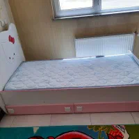 فروش تخت کیتی  دو کشوئه تشک رویال در حد نو نو