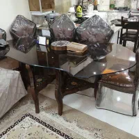 میز نهار خوری 8 نفره با شیشه سکوریت