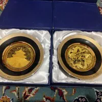 بشقاب دیوار کوب آبکاری با طلا ۲۴ عیار