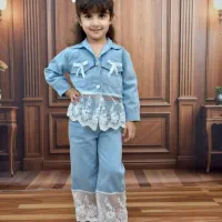 لباس بچگانه دخترانه کت شلوار جین گیپور ۳ تا ۸ سال