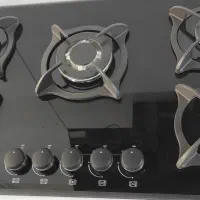 اجاق گاز/ گاز صفحه ای شیشه/استیل/ ۵ شعله
