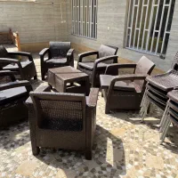 ست شش نفره ست مبل حصیری ناصر همراه با جلو میلی