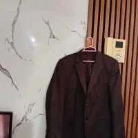 کت نو رنگ قهوه‌ای یکی چهار خانه سایز ۵۲و ۵۰