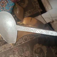 یک ملاقه بزرگ قدیمی عتیقه  ویکچراغ نفتی سه فتیله
