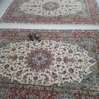 دوتخته قالیچه سه متری کرک ابریشم کاشان درحد نو