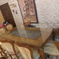 ست مبلمان با میز ناهار خوری چوب گردو ۶ نفره