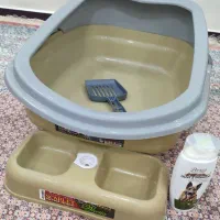 جای خاک گربه ظرف غذا و شامپو