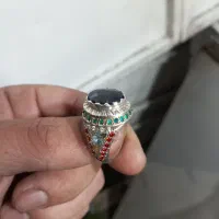 انگشتر نقره. اوپال و یاقوت