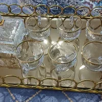سینی طلایی  استکان  قندان