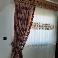 فروش ۲ عدد پرده به صورت کامل(حریر آستر دکور کتیبه)