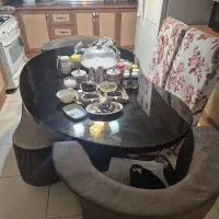 میز ناهار خوری قهوه ای کرم
