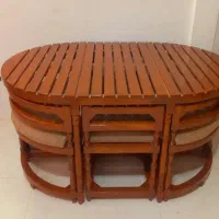 نهارخوری ۶ نفره کمجا تمام چوب خراطی شده