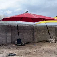 سایبان چتری و میز آتش دان