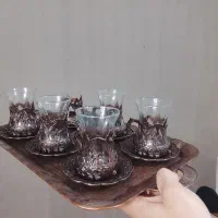سینی و ۶ نفره چایخوری مسی ترکیه ای