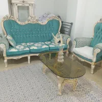 مبل ۹ نفره  چوب راش به همراه جلومبلی و میز عسلی