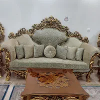 مبل استیل ۹ نفره ورق طلا به همراه بوفه