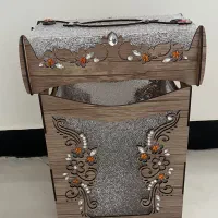 سطل آشغال و جا دستمالی ست چوبی