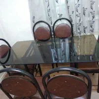 میز ناهارخوری فلزی شیش نفره