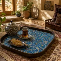 سینی چای پذیرایی اسلیمی آبی