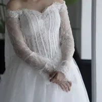 لباس عروس سایز ۳۶ -۳۸ مدل اروپایی دانتل فرانسه