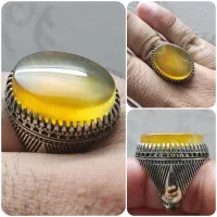 انگشتر خطی سنگ اصل ( نقره روس)
