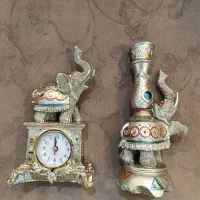 ساعت رومیزی و جاشمعی دکوری فیلی