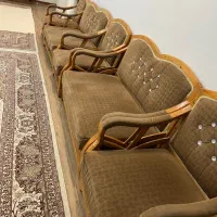 مبل ۸ نفره با چوب نراد به همراه جلومبلی و عسلی