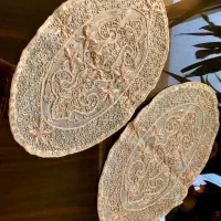 ست کامل رومیزی رانر و عسلی سرمه دوزی طلایی نو